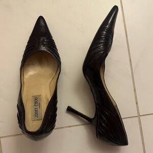 Jimmy Choo brown raisin shirred patent heels size 40 9.5 EUC hot! $750